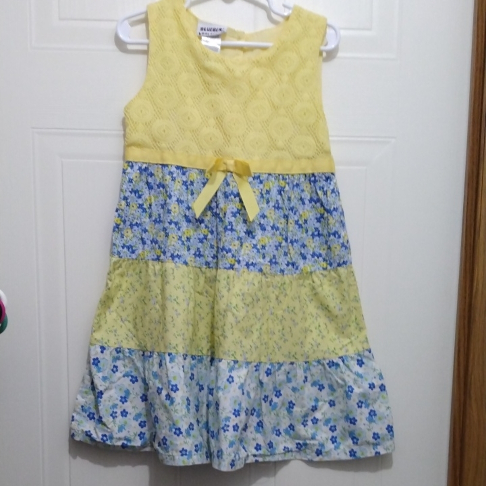 Blueberi Boulevard Yellow and Blue Floral Dress